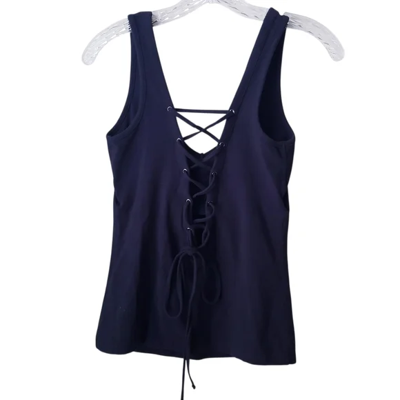 Harley Davidson Black Sleeveless Tank With Back Criss Cross Tie - Picture 6 of 7